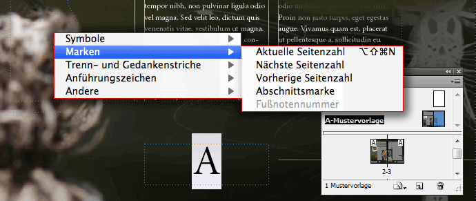 Verwendung der automatischen Seitennummerierung in InDesign