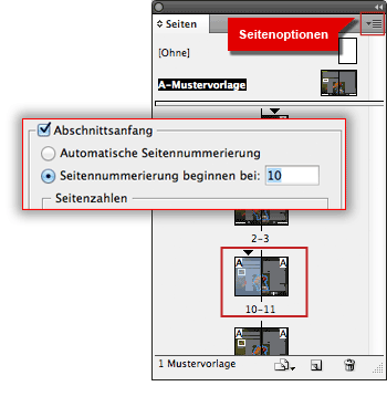 Fortlaufende Seitennummerierung in InDesign ändern